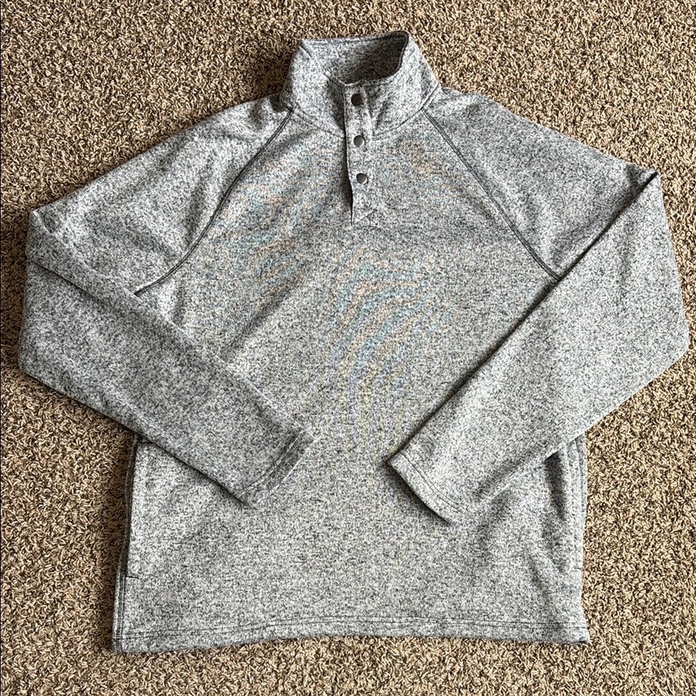Sonoma Button Snap Gray Marbled Pullover Sweater Fleece Mens Size XL